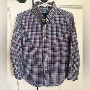 Ralph Lauren Boys Plaid Button-Down Shirt - Red, Blue, White, Green 4/4T